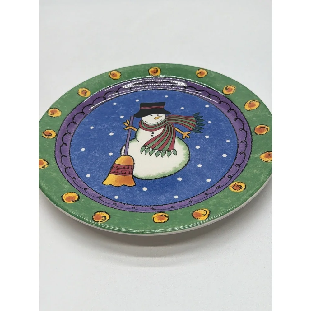 Sweet Shoppe Christmas Snowman Salad Plates Set of 4 Multicolor 3041-46